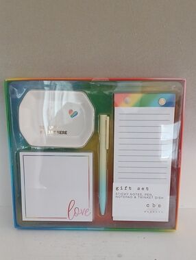 Pastels Rainbow Sticky Notes Gift Set with Mint Pen
